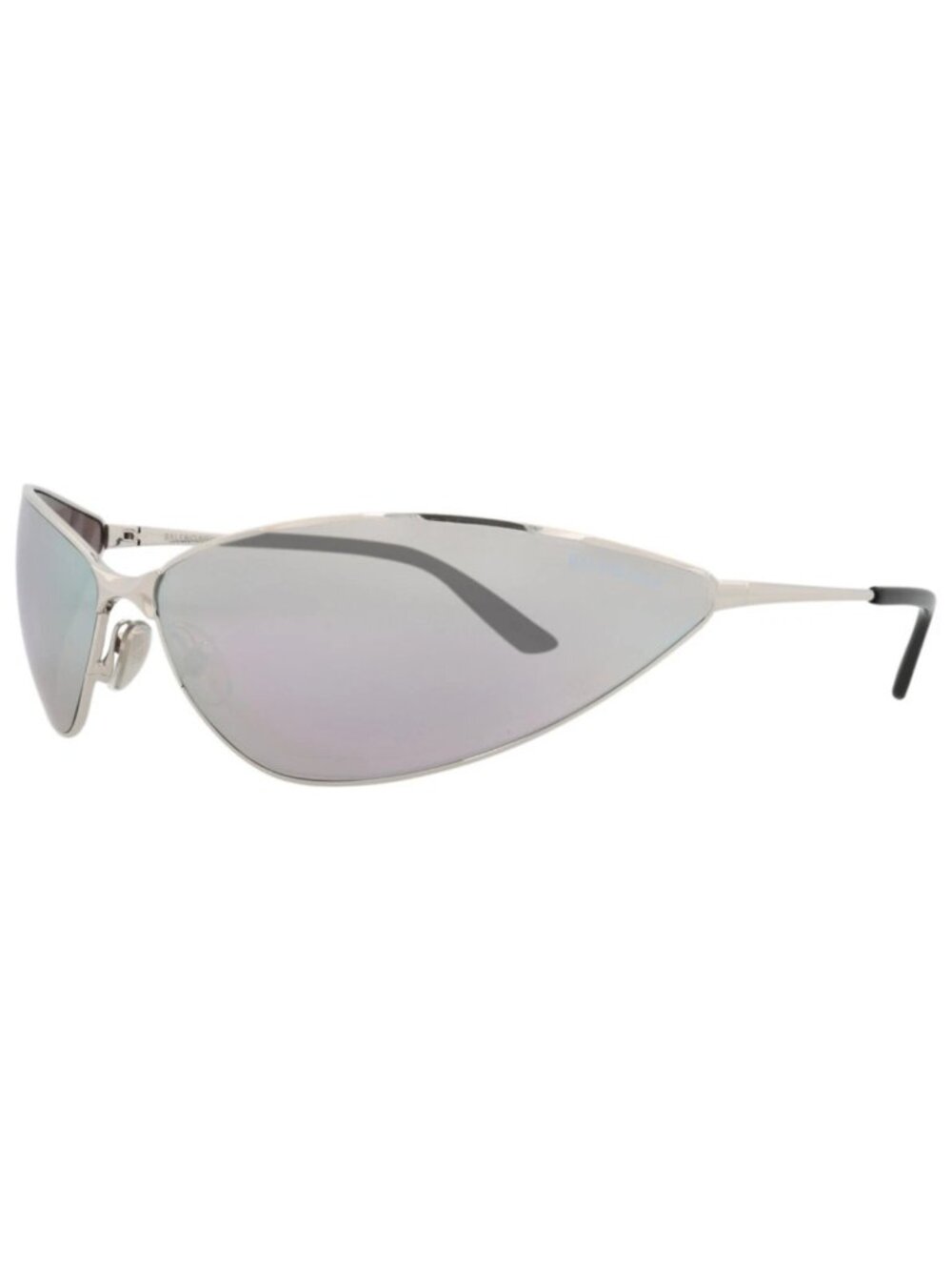 New Balenciaga Women's Sunglasses Shield Wrap Metal Frame Unisex Silver Silver
